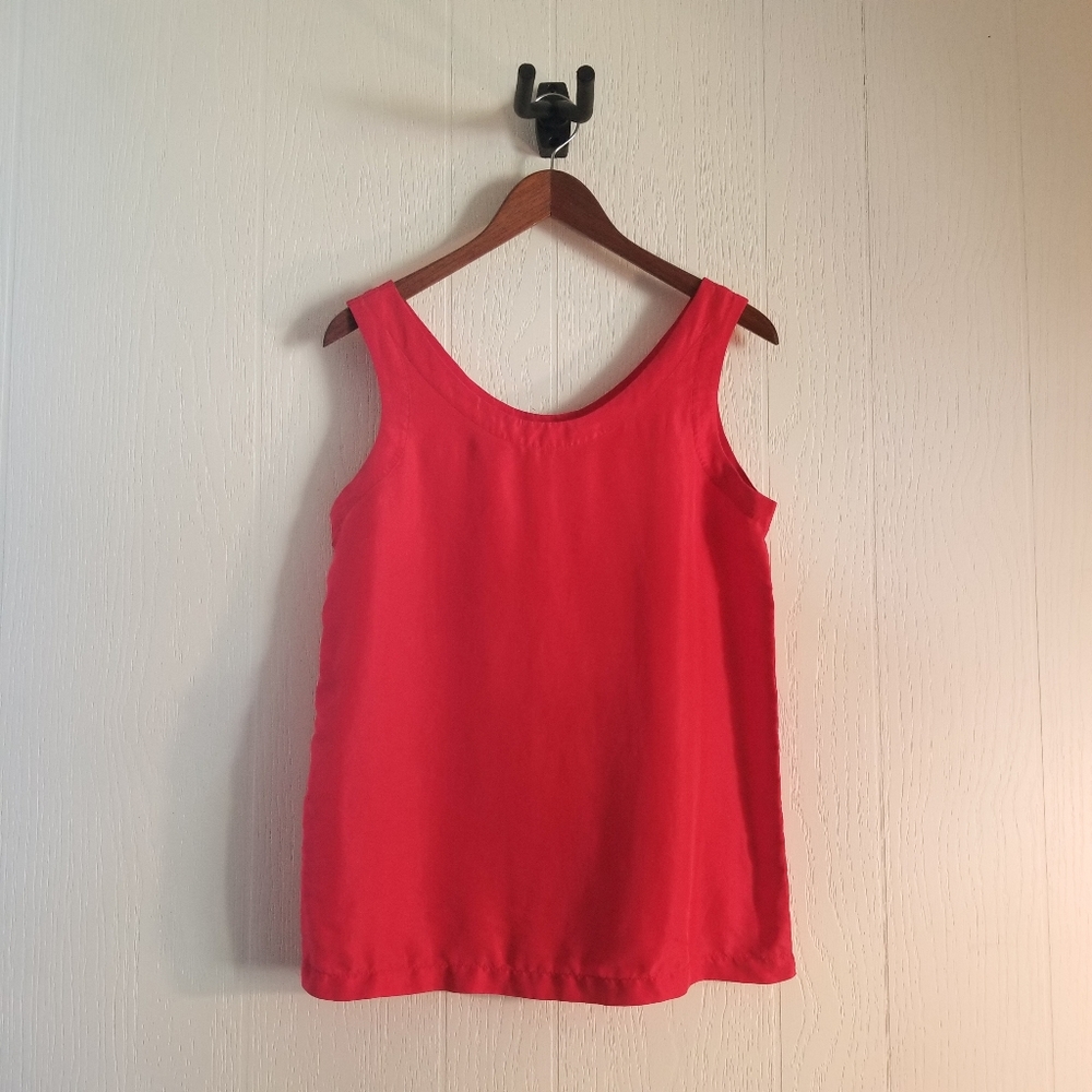 Red Silk Cropped Tank Top